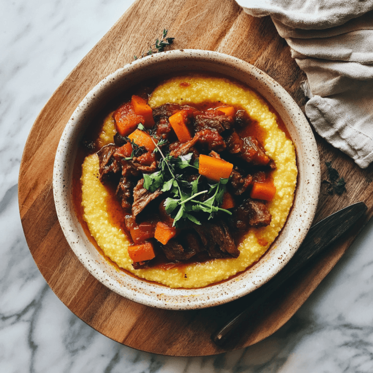 Foto di tagliere con polenta veneta e spezzatino