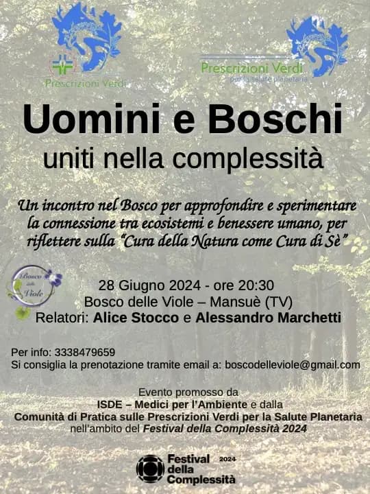 Uomini e Boschi uniti nella complessità – Ecosistemi e Benessere